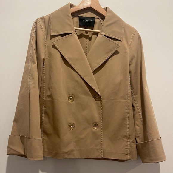 Lafayette 148 NY | Women’s Jacket | Asher Gabardine Crop Trench Coat | Med - Picture 4 of 9